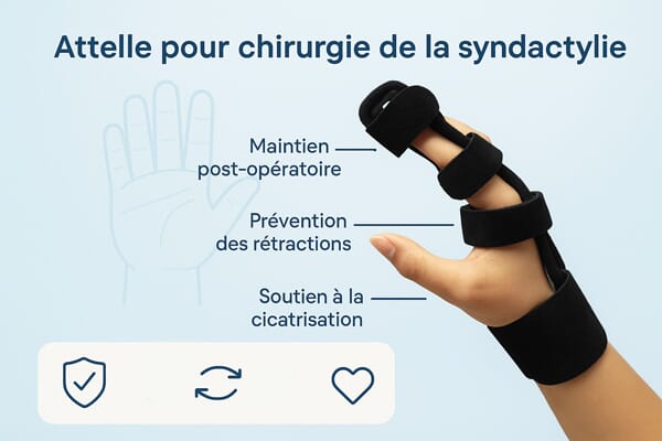 infographie attelle post chirurgie syndactylie