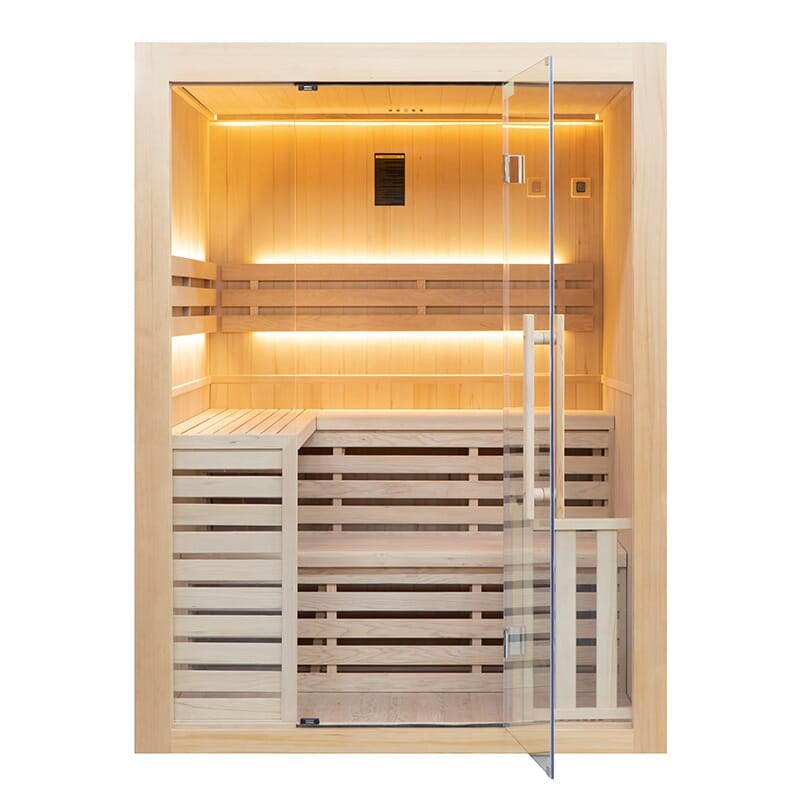 Sauna panoramique Sense avec grande façade vitrée