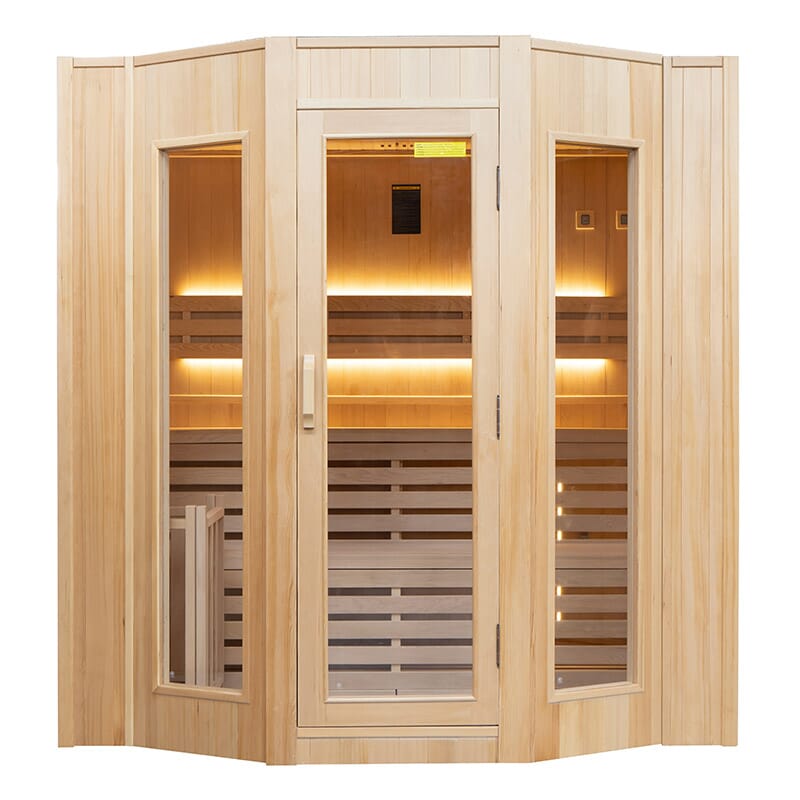 Cabine de sauna Zen 3 places vue de face