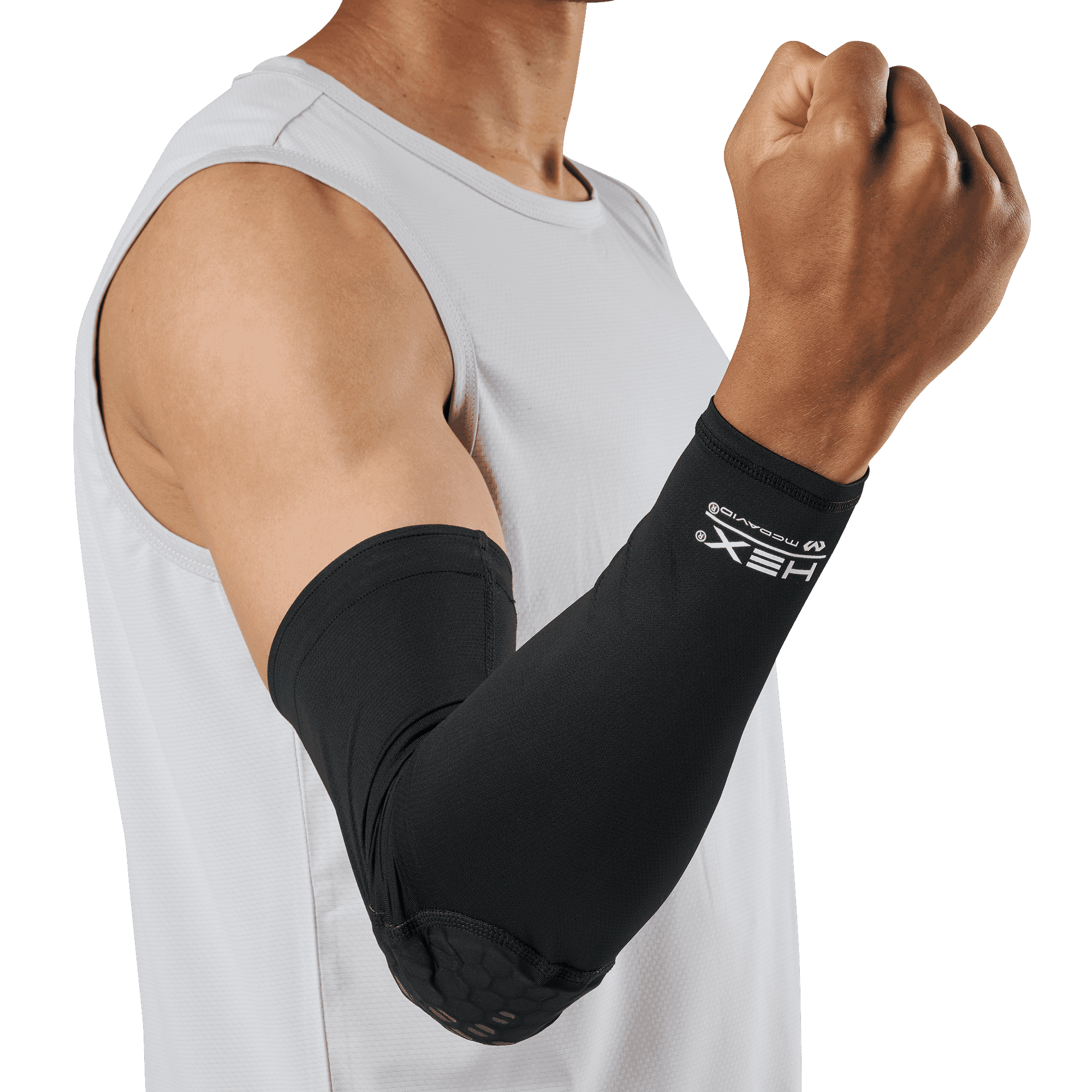 Manchon de bras McDavid HEX Viz avec renforts de protection - Noir/Gris