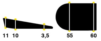 dimensions des Gel Bone Spur Pads de Sidas