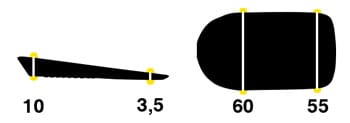 dimensions des Gel Heel Pads de Sidas