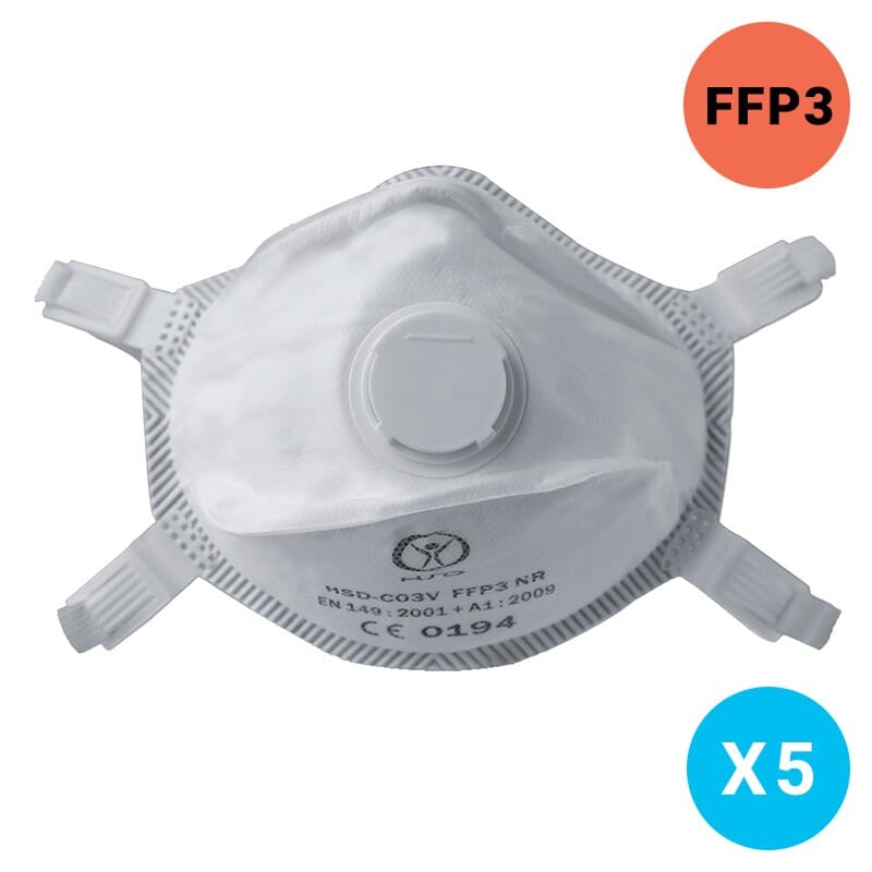 Masque FFP3 avec flamme retardant boîte de 5 pièces Masque FFP3 ave
