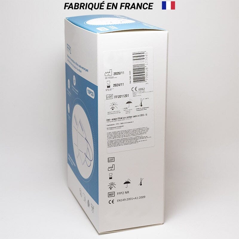 Masque FFP2 EN 149:2001 - Forme bec de canard - Vendu par boîte de 50  masques - Fabriqué en France - Masques respiratoires FFP2 - Robé vente  matériel médical