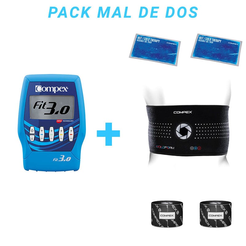 Pack Mal de Dos Compex : Electrostimulateur + Ceinture Coldform + Tape
