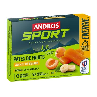 6 Pâtes de fruits énergétiques Abricot Banane Andros Sport