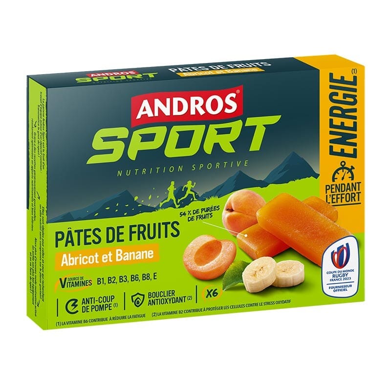 6 Pâtes de fruits Energie Abricot Banane Andros Sport