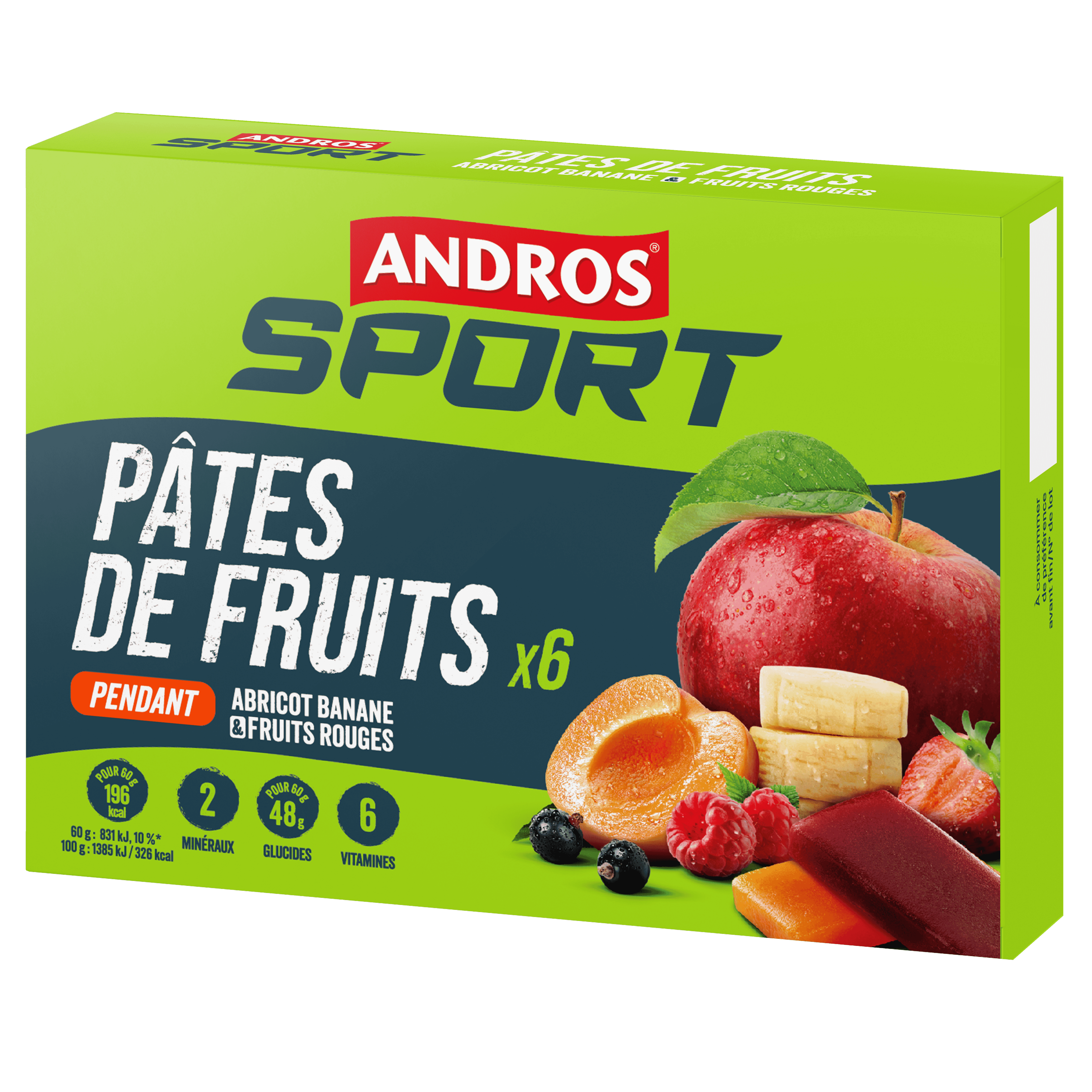 6 Pâtes de fruits énergétiques Mix Fruits rouges & Fruits Jaunes Andros Sport