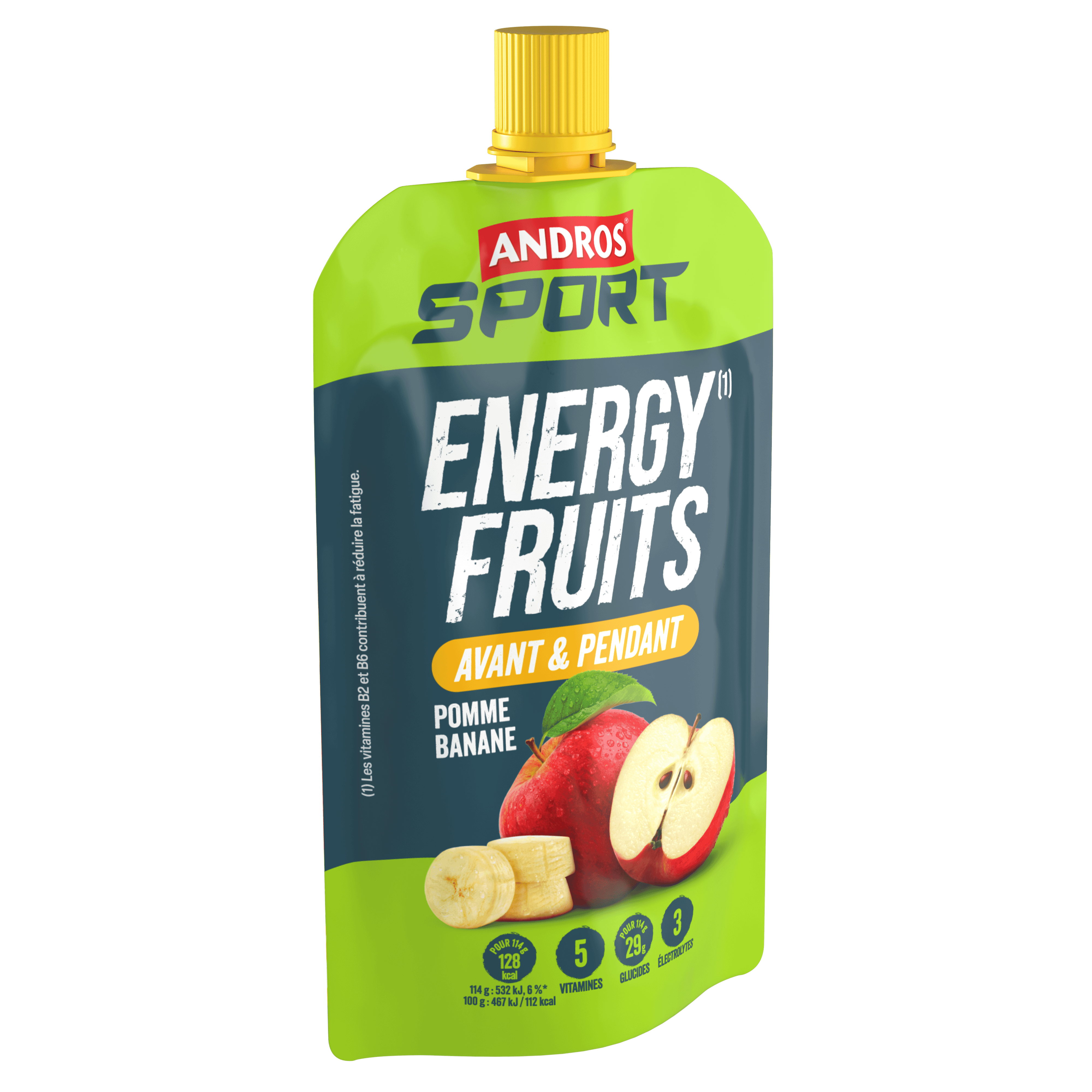 4 Gourdes de Fruits mixés vitaminées Pomme Banane Andros Sport 2