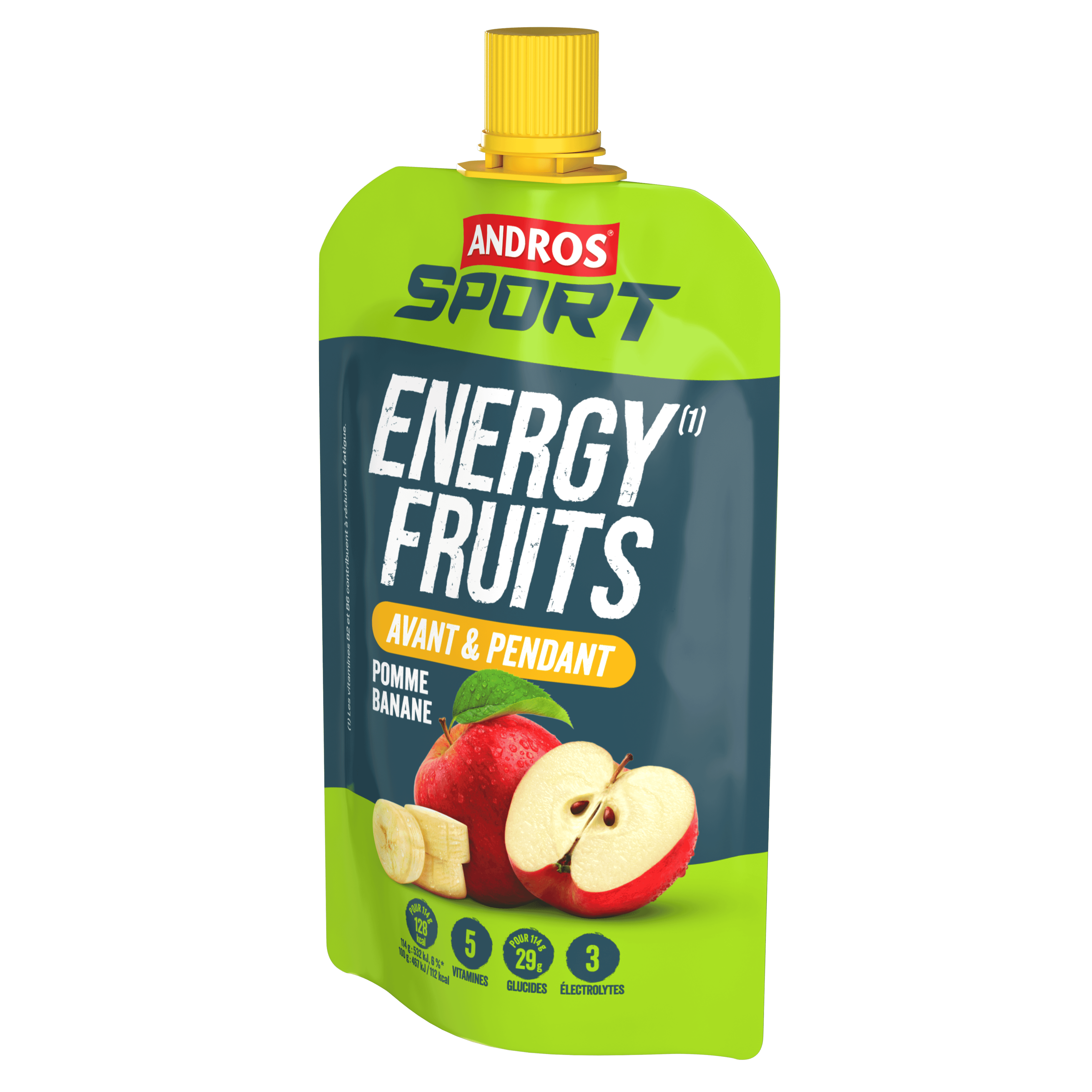 4 Gourdes de Fruits mixés vitaminées Pomme Banane Andros Sport