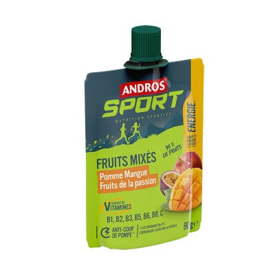 Gourdes de fruits mixés vitaminées Pomme - Banane 4x90g – Andros Sport