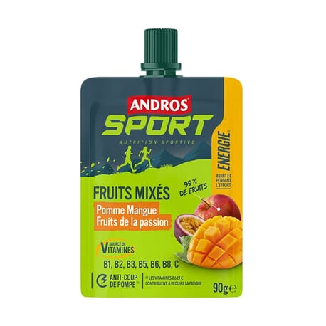 4 Gourdes de Fruits mixés vitaminées Pomme Mangue Andros Sport 4