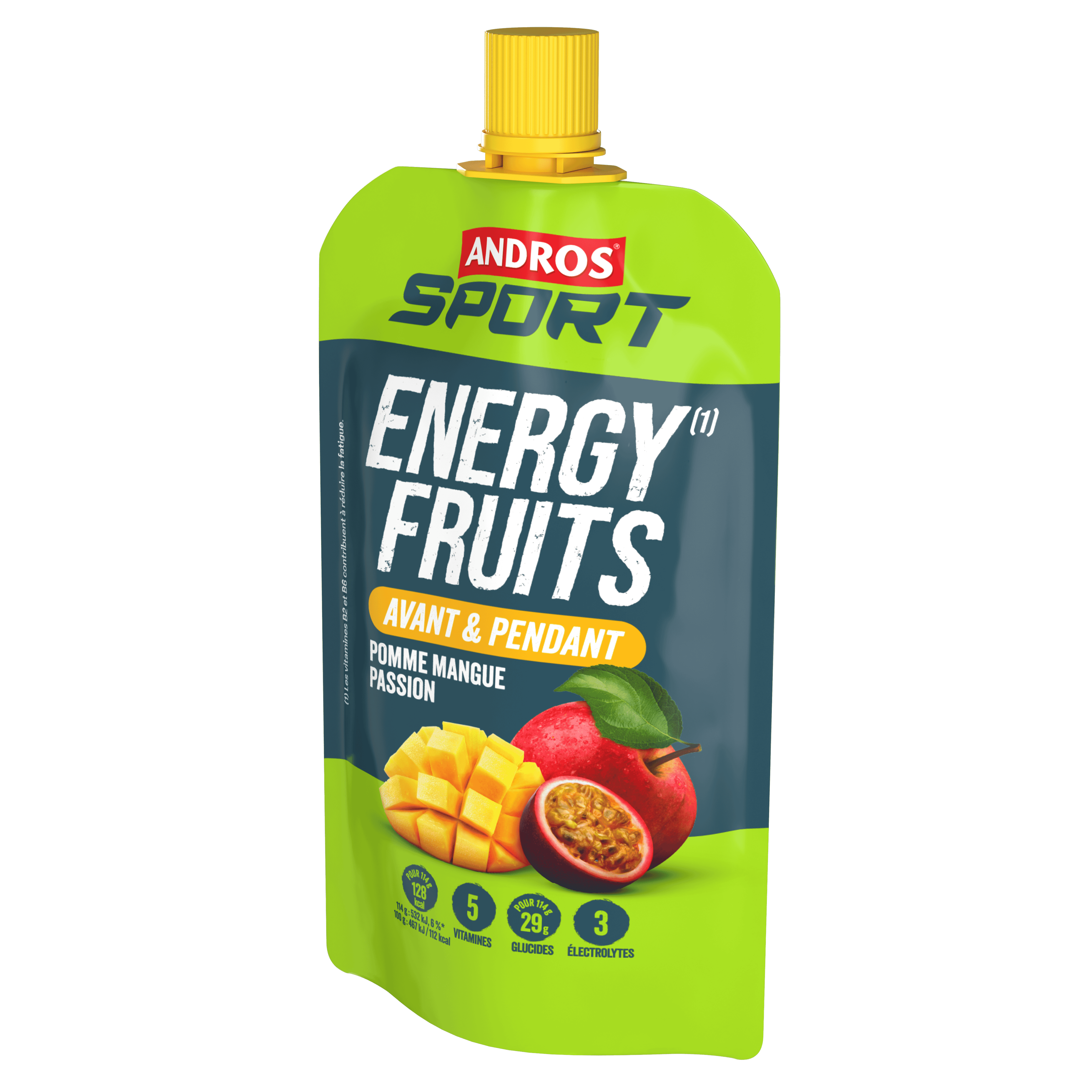 Gourde de Fruits mixés vitaminées Pomme Mangue Passion Andros Sport