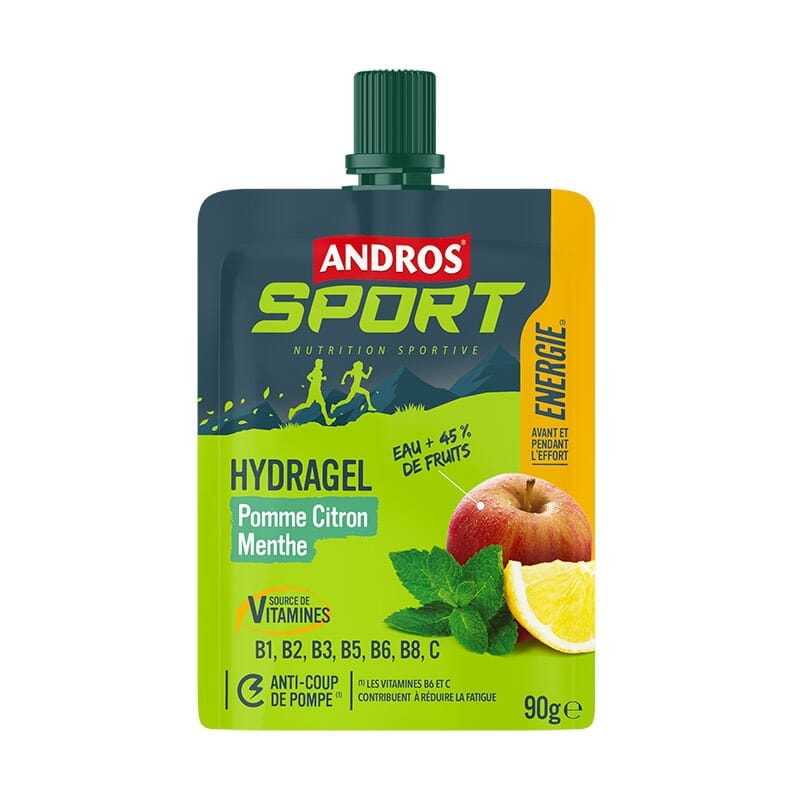 4 Gourdes Hydragel Pomme Citron Menthe Andros Sport 3
