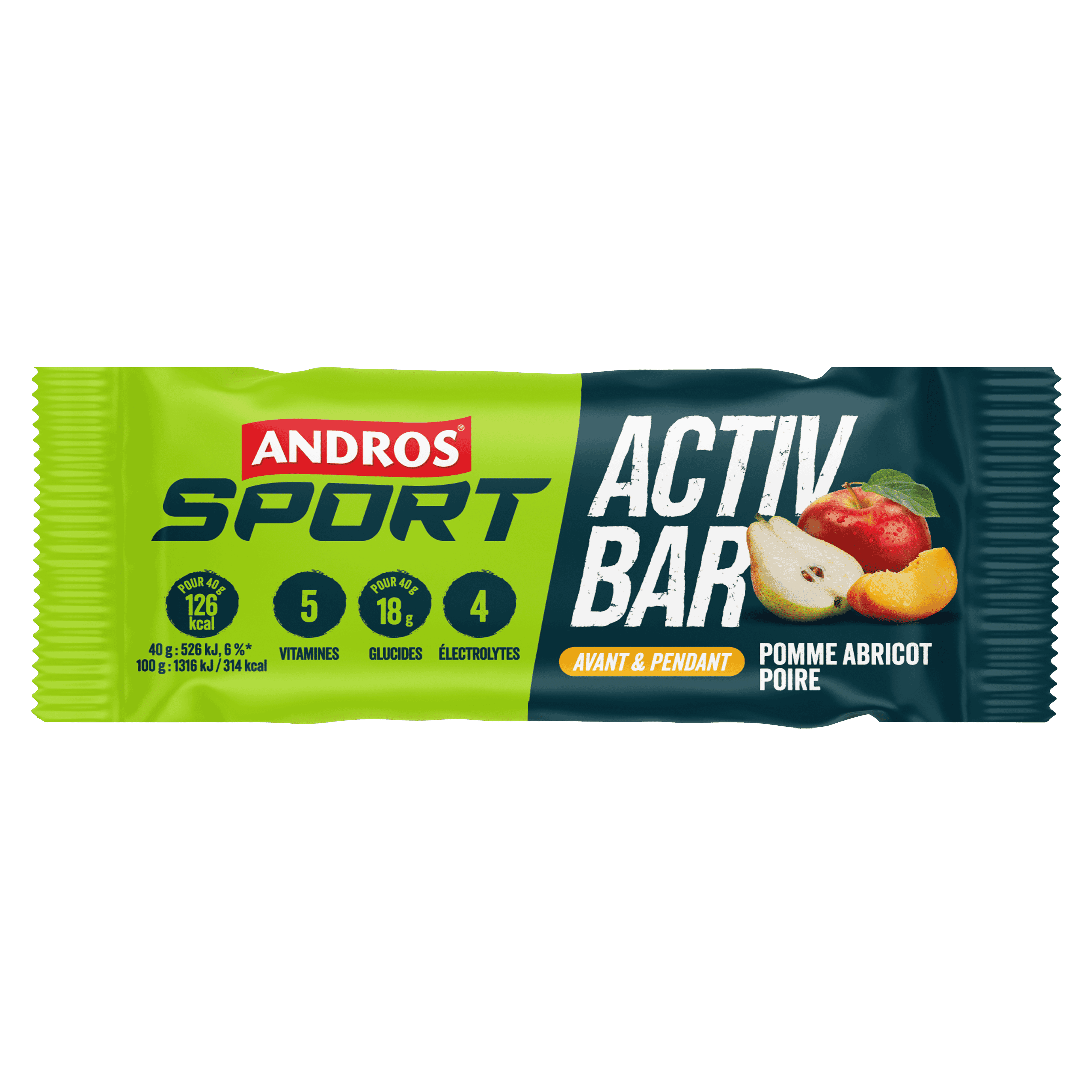 Barre énergétique Pomme Abricot & Poire Andros Sport