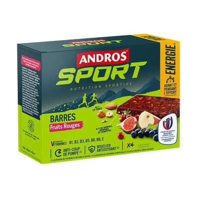 4 Barres énergétiques Fruits Rouges Andros Sport
