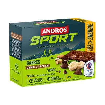 4 Barres énergétiques Banane & Chocolat Andros Sport