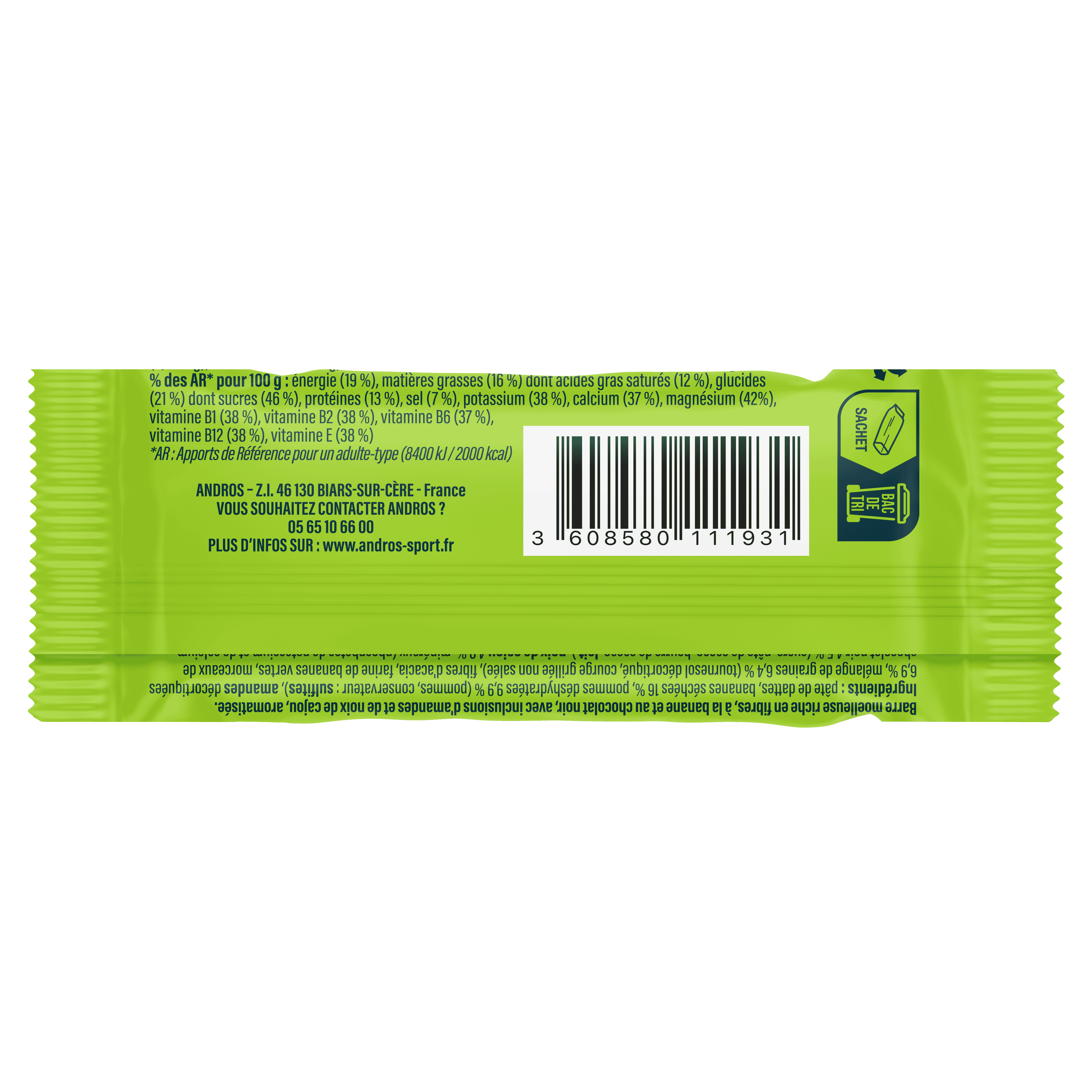 4 Barres énergétiques Banane & Chocolat Andros Sport 2