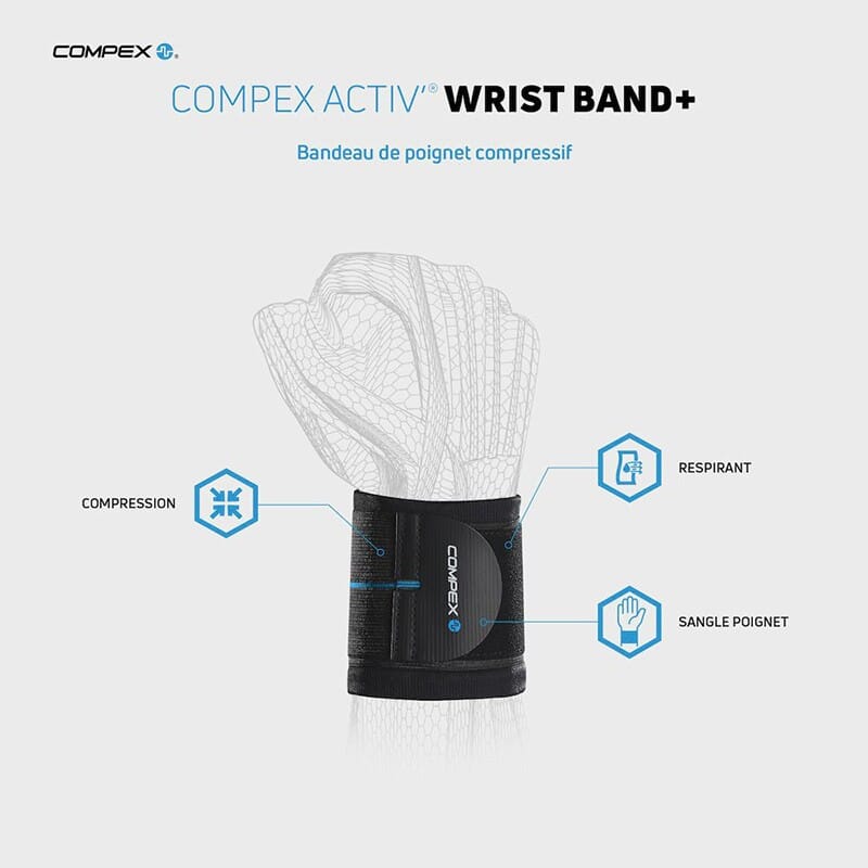 Compex Activ' Wrist Band+ - Bandeau de Poignet - Sport Orthèse