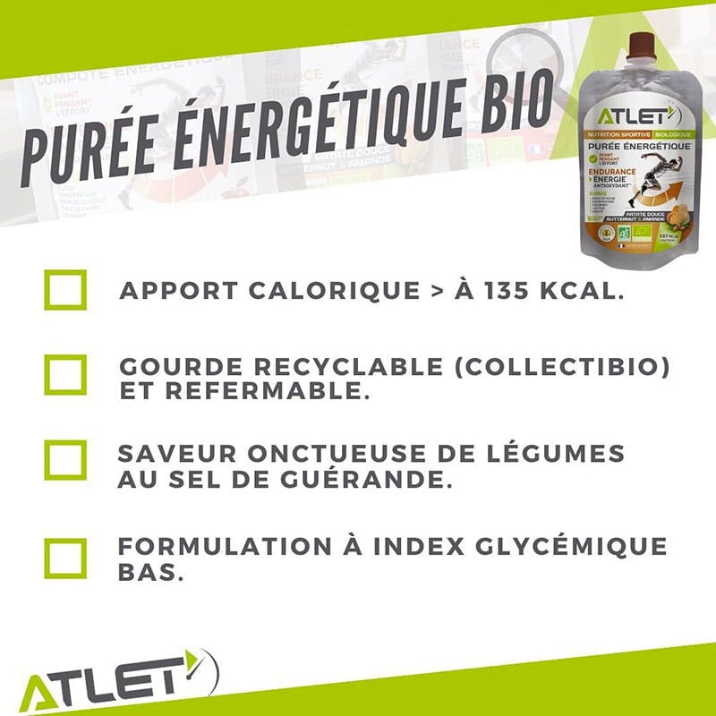 Purée énergétique Bio patate douce butternut amande ATLET 3