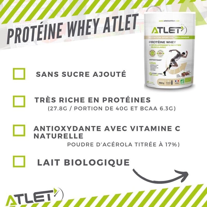 Protéine Whey Bio cacao ATLET 3