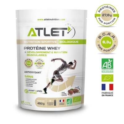 Protéine Whey bio Cacao ATLET