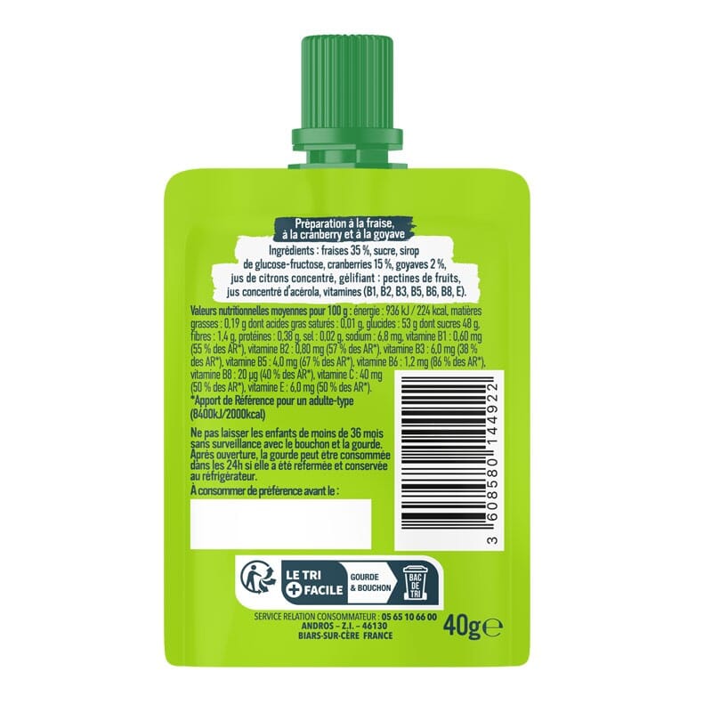 Gel Boost Antioxydant Fraise Cranberry Goyave Andros Sport 3