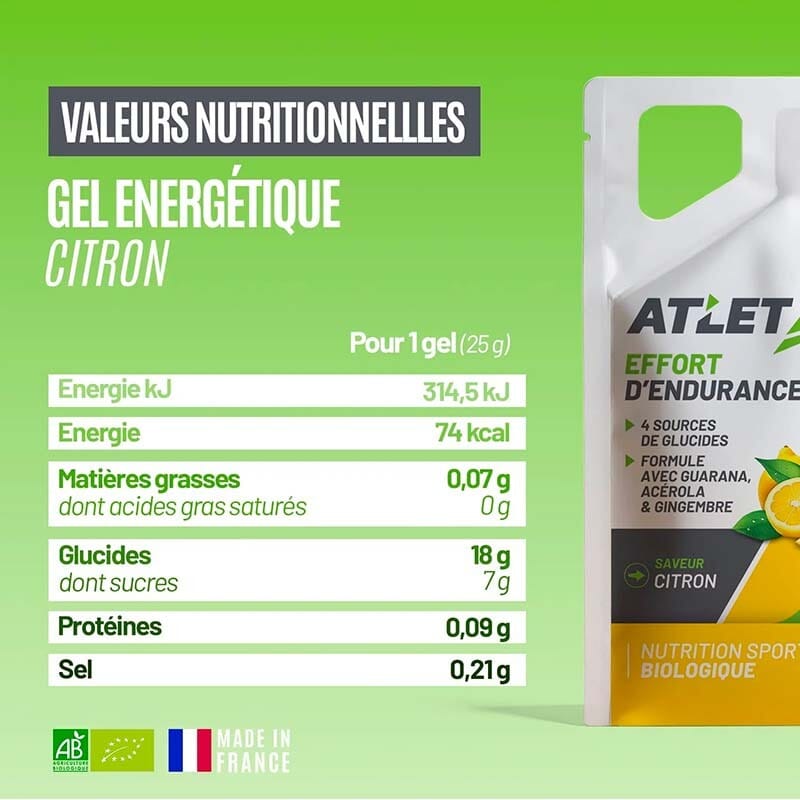 Gel énergétique Bio Citron ATLET 3