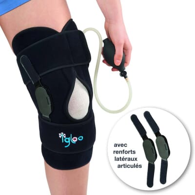 Attelle de genou cryogénique souple avec renforts latéraux articulés Igloo