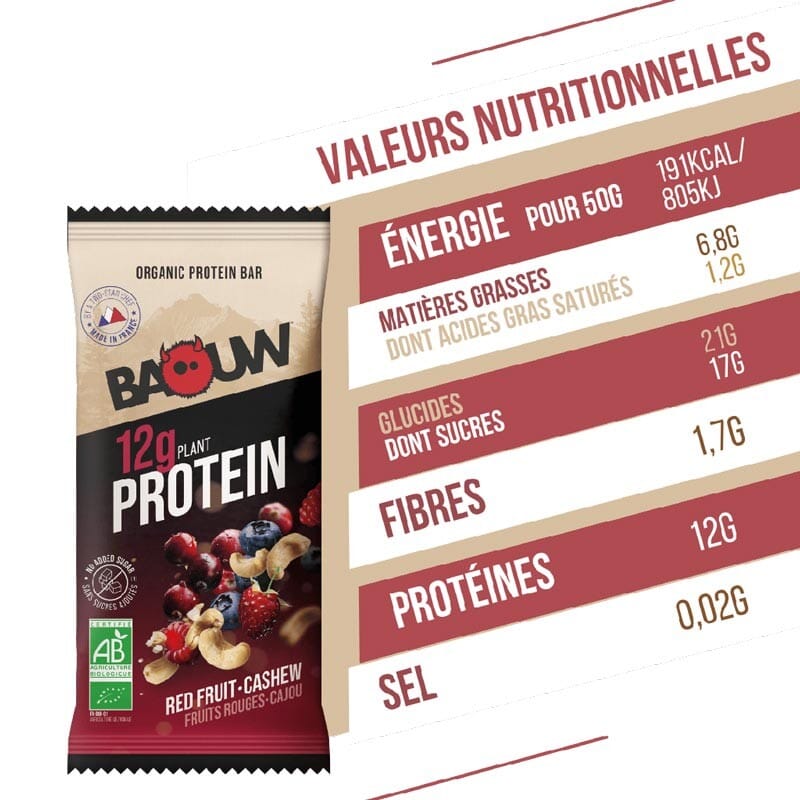 Barre protéinée Fruits Rouges Bio - BAOUW 3