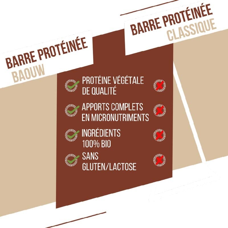 Barre protéinée Chocolat - Cacahuètes Bio - BAOUW 5