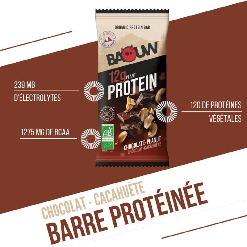 Barre protéinée Chocolat - Cacahuètes Bio - BAOUW 2