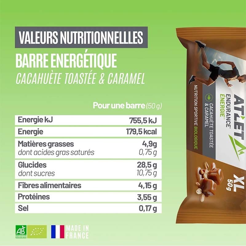 Barre énergétique Bio cacahuète toastée & caramel ATLET 4